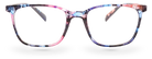Eyelevel-UK Martinique reading glasses with a multicolour square plastic frame and clear magnifying lenses