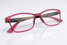 Eyelevel-UK Mauritius reading glasses with a pink and black softly squared plastic frame on a white background