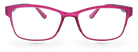 Eyelevel-UK Mauritius reading glasses with a pink and black softly squared plastic frame and clear magnifying lenses.