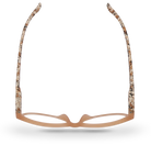 Eyelevel-UK Mexico cat-eye reading glasses with beige frame and animal print temples viewed from above