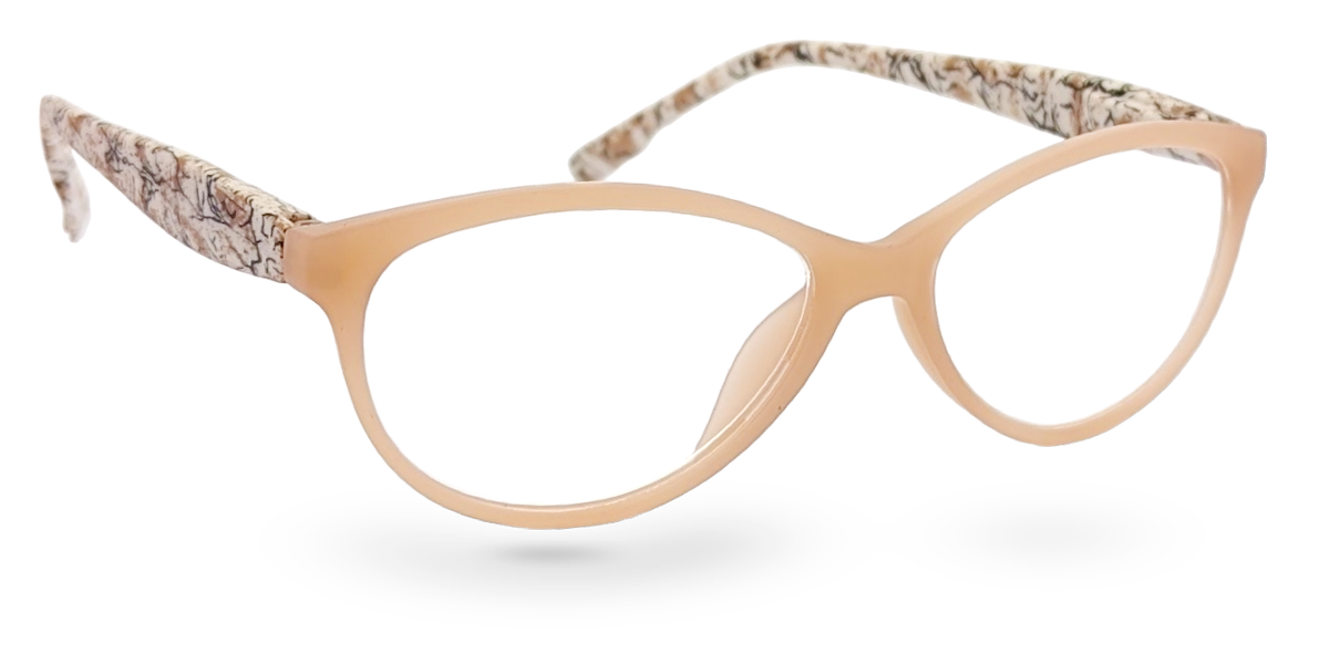 Eyelevel-UK Mexico cat-eye reading glasses with a beige frame and animal print temples for a retro style.