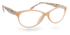 Eyelevel-UK Mexico cat-eye reading glasses with a beige frame and animal print temples for a retro style.