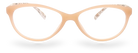 Eyelevel-UK Mexico cat-eye reading glasses in beige with animal print temples and clear magnifying lenses.
