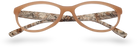 Eyelevel-UK Mexico cat-eye reading glasses with a beige front frame and animal print patterned temples