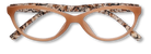 Eyelevel-UK Mexico cat-eye reading glasses with a beige front and animal print inner frame design.