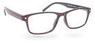 Eyelevel-UK Miami reading glasses with a black and pink grain effect rectangular plastic frame and clear lenses.