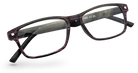 Eyelevel-UK Miami reading glasses with a black and pink grain effect rectangular plastic frame and clear lenses.