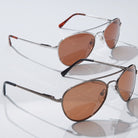 Eyelevel-UK Monte Carlo polarized driving sunglasses in silver and gunmetal frames with copper lenses.