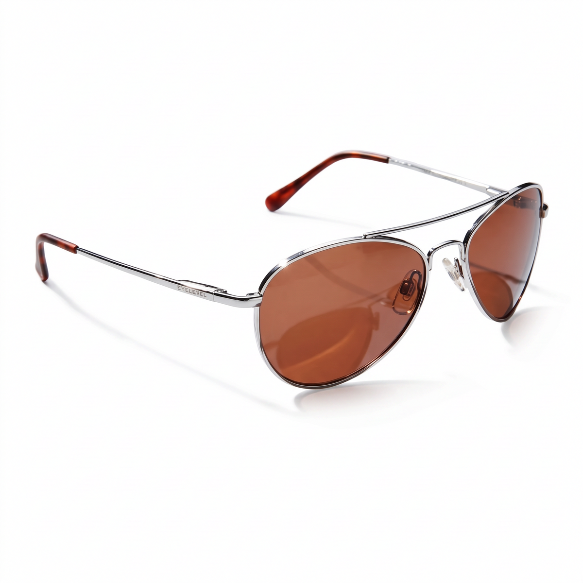 Eyelevel-UK Monte Carlo polarized driving sunglasses with silver frames and copper lenses on a white background