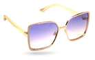Eyelevel-UK Mya oversized geometric sunglasses with a rose gold frame and purple gradient lenses.