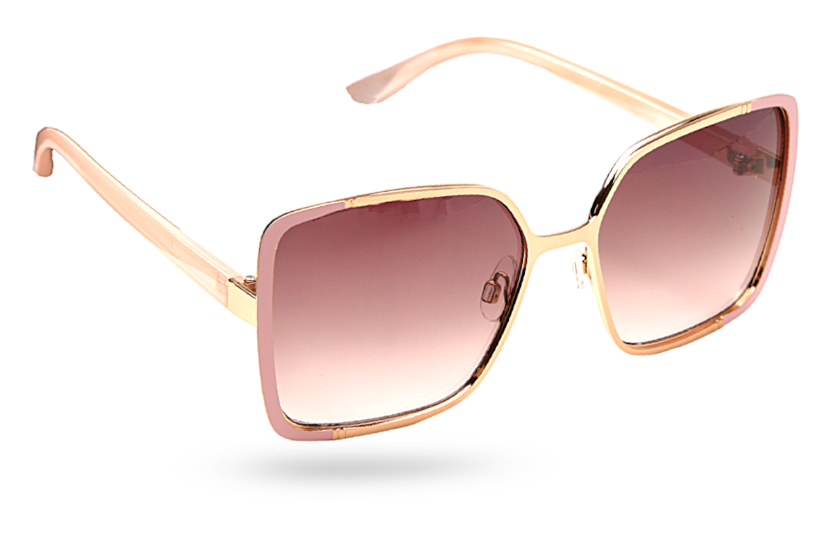 Eyelevel-UK Mya oversized geometric sunglasses in rose gold and pink with brown gradient lenses