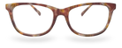 Eyelevel-UK Naples reading glasses with a brown and multicolour softly squared plastic frame and clear lenses.