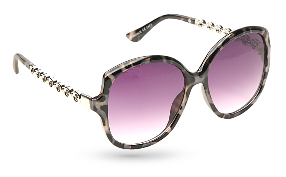 Eyelevel-UK Natalie oversized geometric sunglasses in grey tortoiseshell with silver accents and grey gradient lenses