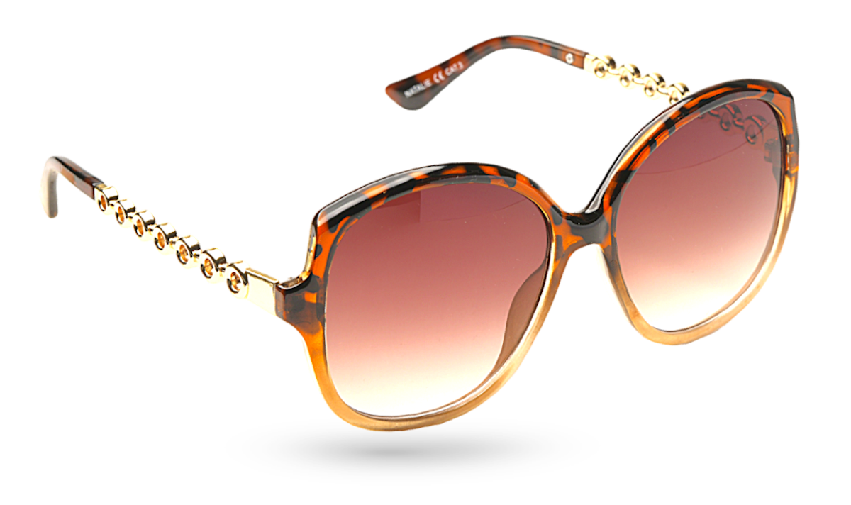 Eyelevel-UK Natalie oversized geometric sunglasses in brown tortoiseshell and cream with gold arms and gradient lenses