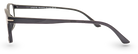 Eyelevel-UK Nelson reading glasses with a black square plastic frame shown from a side profile view.