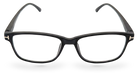 Eyelevel-UK Nelson reading glasses with a classic black square plastic frame and clear magnifying lenses.