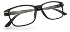 Eyelevel-UK Nelson reading glasses with a classic black square plastic frame and clear magnifying lenses