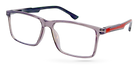 Eyelevel-UK Newton reading glasses with a grey transparent square plastic frame and clear magnifying lenses