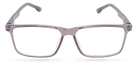 Eyelevel-UK Newton reading glasses with a grey transparent square plastic frame and clear magnifying lenses.