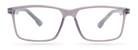 Eyelevel-UK Newton reading glasses with a grey transparent square plastic frame and clear magnifying lenses.