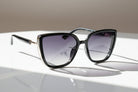 Eyelevel-UK Nicole oversized ladies sunglasses in black and silver with grey gradient lenses and crystal frame finish
