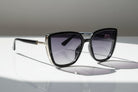 Eyelevel-UK Nicole oversized black and silver fashion sunglasses with grey gradient lenses