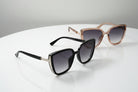 Eyelevel-UK Nicole oversized fashion sunglasses in black and brown crystal frames with grey gradient lenses.