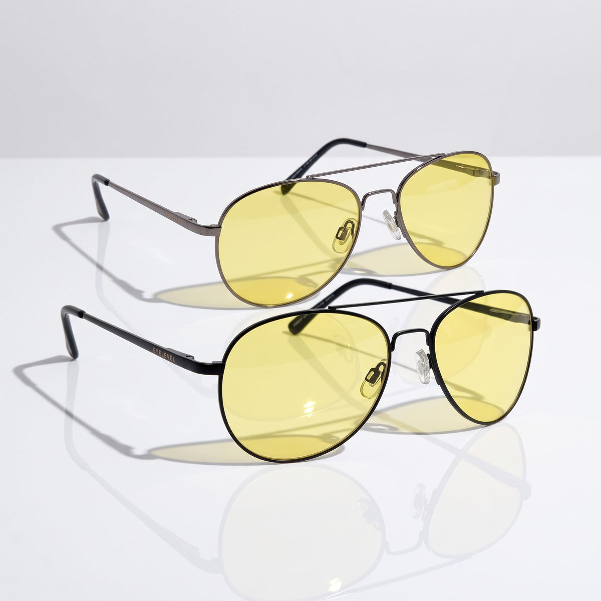 Eyelevel-UK Night Driver 1 sunglasses with yellow lenses, featuring gunmetal and black frames for driving.