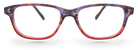 Eyelevel-UK Immaculate reading glasses featuring a softly squared orange and purple plastic frame with clear lenses.