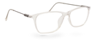 Eyelevel-UK Oregon reading glasses with a transparent softly squared plastic frame and clear magnifying lenses.