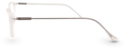 Eyelevel-UK Oregon reading glasses with a transparent squared frame and slim metal temples, side profile view.