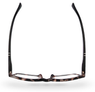 Eyelevel-UK Oxford reading glasses with a brown and matt black softly squared frame viewed from above