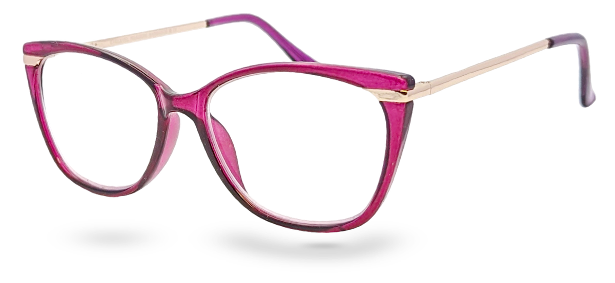 Eyelevel-UK Barbados reading glasses featuring a pink cat-eye frame with slim metal-look temples.