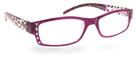 Eyelevel-UK leopard print reading glasses with a pink rectangular frame and decorative rhinestones on the temples.