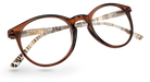 Eyelevel-UK Royal reading glasses with brown round frames and animal print temples on a white background