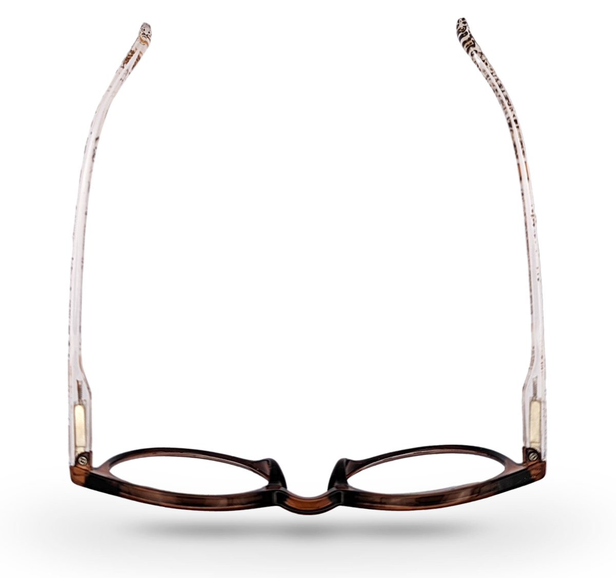 Eyelevel-UK Royal reading glasses featuring a brown animal print round frame viewed from above
