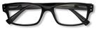 Eyelevel-UK Samuel Black reading glasses featuring a classic black rectangular plastic frame and clear lenses.