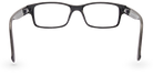 Eyelevel-UK Samuel Black rectangular reading glasses with a classic full rim black plastic frame, back view.