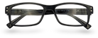 Eyelevel-UK Samuel Black reading glasses with a classic black rectangular plastic frame and clear magnifying lenses.