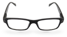 Eyelevel-UK Samuel Black reading glasses with a classic rectangular black plastic frame and clear magnifying lenses.