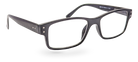 Eyelevel-UK Samuel Black rectangular reading glasses with a classic black plastic frame and clear magnifying lenses.