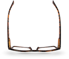 Eyelevel-UK Samuel Brown reading glasses with a tortoiseshell square frame seen from a top-down perspective.
