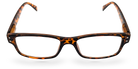 Eyelevel-UK Samuel Brown reading glasses with a retro tortoiseshell square plastic frame and clear magnifying lenses.
