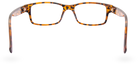 Eyelevel-UK Samuel Brown reading glasses with a retro tortoiseshell square plastic frame and clear magnifying lenses.