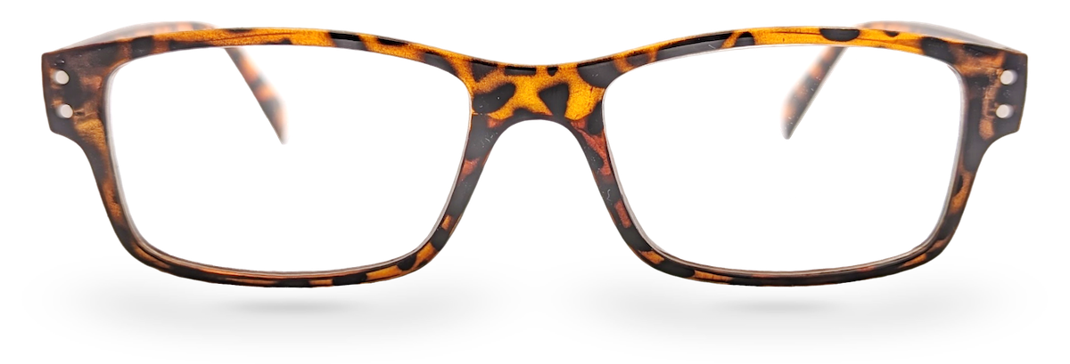 Eyelevel-UK Samuel Brown reading glasses featuring a retro tortoiseshell square plastic frame with clear lenses