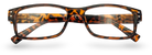 Eyelevel-UK Samuel Brown reading glasses featuring a retro tortoiseshell square plastic frame and clear lenses.