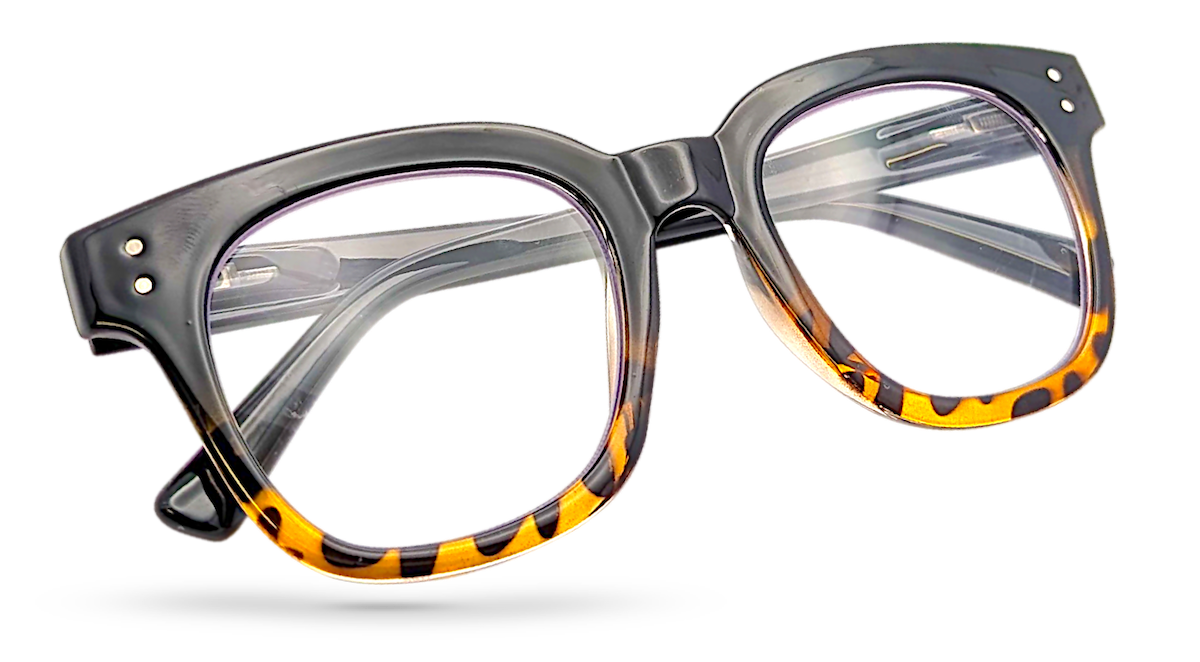 Eyelevel-UK Santorini reading glasses with a black and brown tortoiseshell square plastic frame