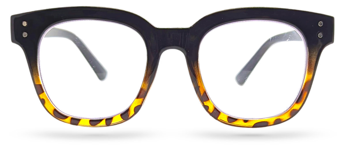 Eyelevel-UK Santorini square reading glasses with a black and brown tortoiseshell plastic frame