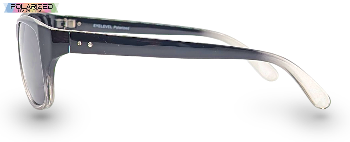 Eyelevel-UK Sophia rectangular polarized sunglasses in black and clear with side stud detailing