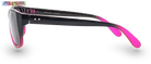 Eyelevel-UK Sophia rectangular polarized sunglasses in black and pink with grey lenses, side profile view.